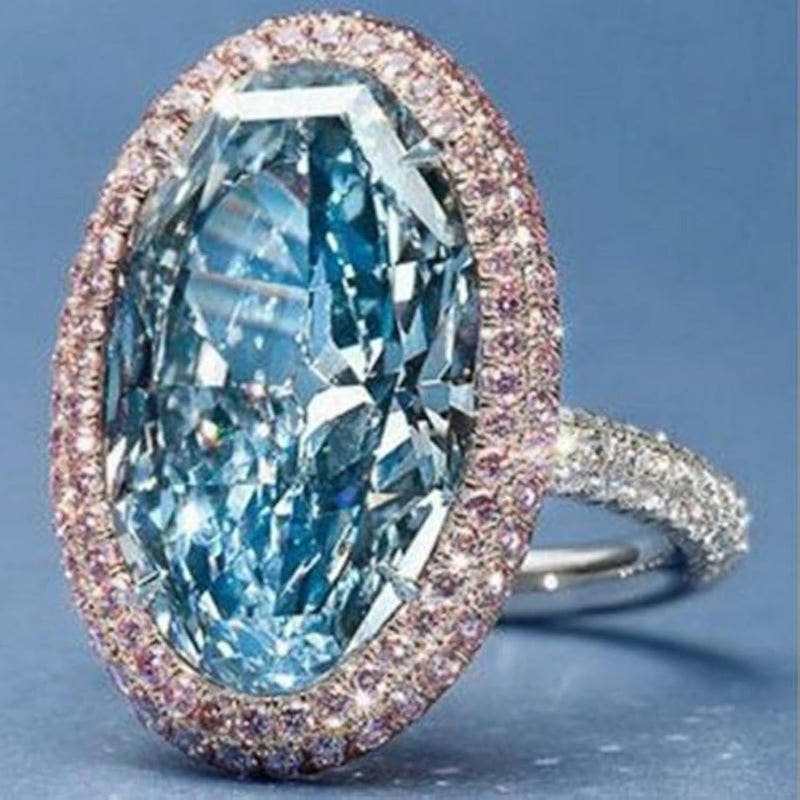 Htayekog Blue Rings Promise Rings for Her，925 Sterling Silver Sparkling Ruby Cubic Zirconia Rings Diamond Rings for Women Pink Zircon Egg Princess Ring Topaz Ring Jewelry Findings Earring Backs Findings（6） - Image 1